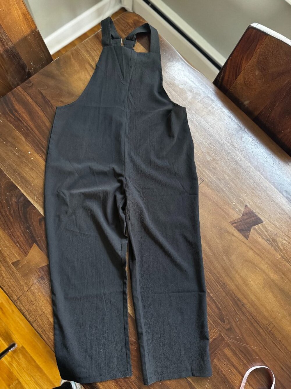 Black Wide Leg Sleevless Bib Overalls - Size Large - Black
